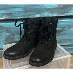 UGG Women's Harrison Lace Black Leather Ankle Boots Size 9